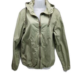Denim+Flowers-Ricky Singh Men's  Medium Hooded Lightweight  Zip Up Jacket. Green